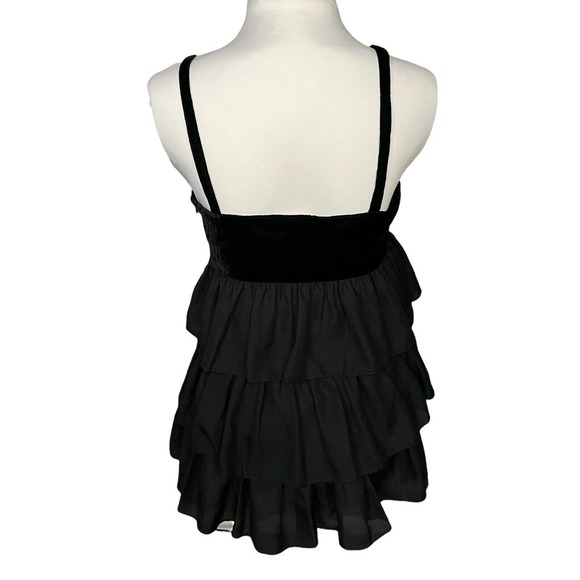 Erin Fetherston for Target Shirt Juniors Size 7 Black Tiered Sleeveless Velvet - Picture 3 of 4